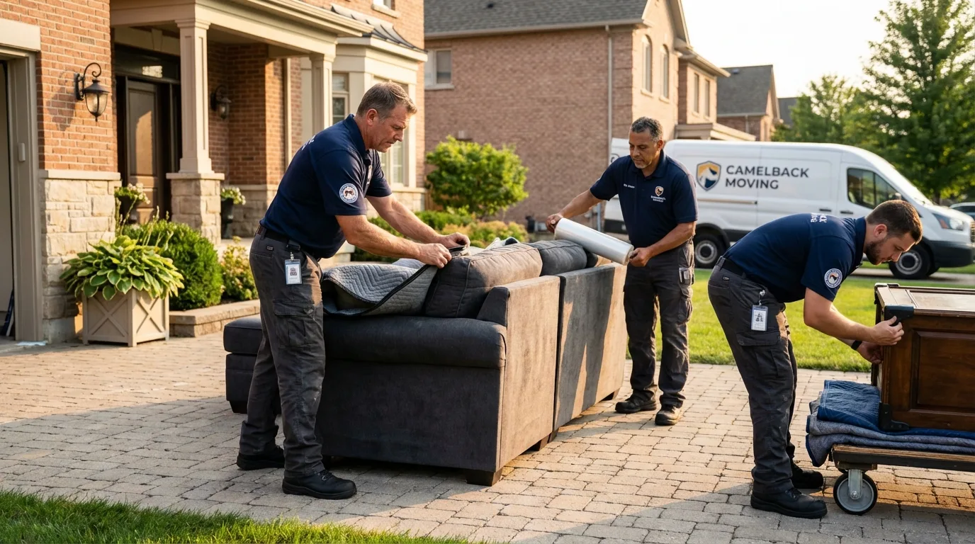 Large estate moving crew wrapping furniture in Elk Grove, CA